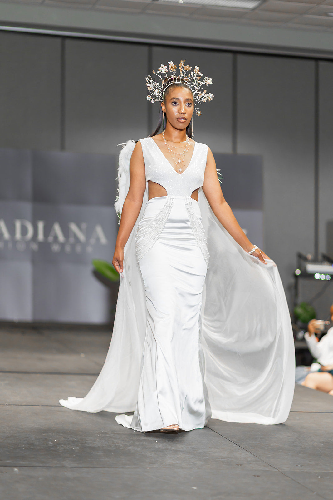 "Desert Angel" - V-Neck side cutout full length gown