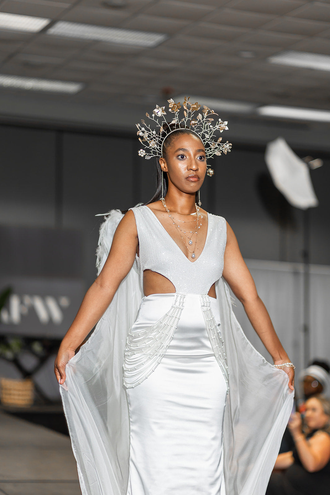 "Desert Angel" - V-Neck side cutout full length gown