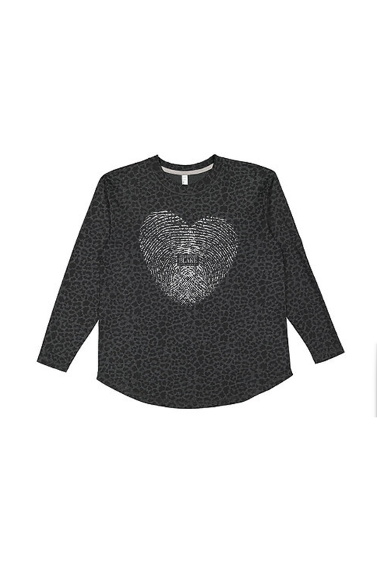 BLACK LEOPARD LONG SLEEVE FINGERPINT TEE