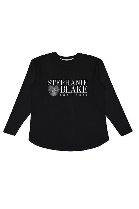 BLACK LONG SLEEVE LOGO TEE