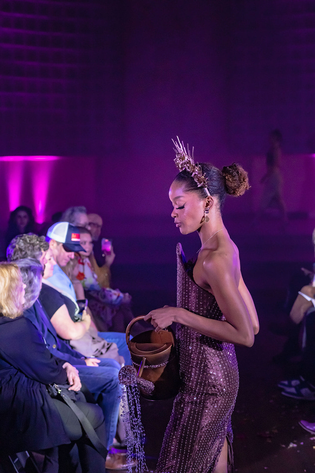 "Fertile Soil" beaded structured top midi length cocktail dress