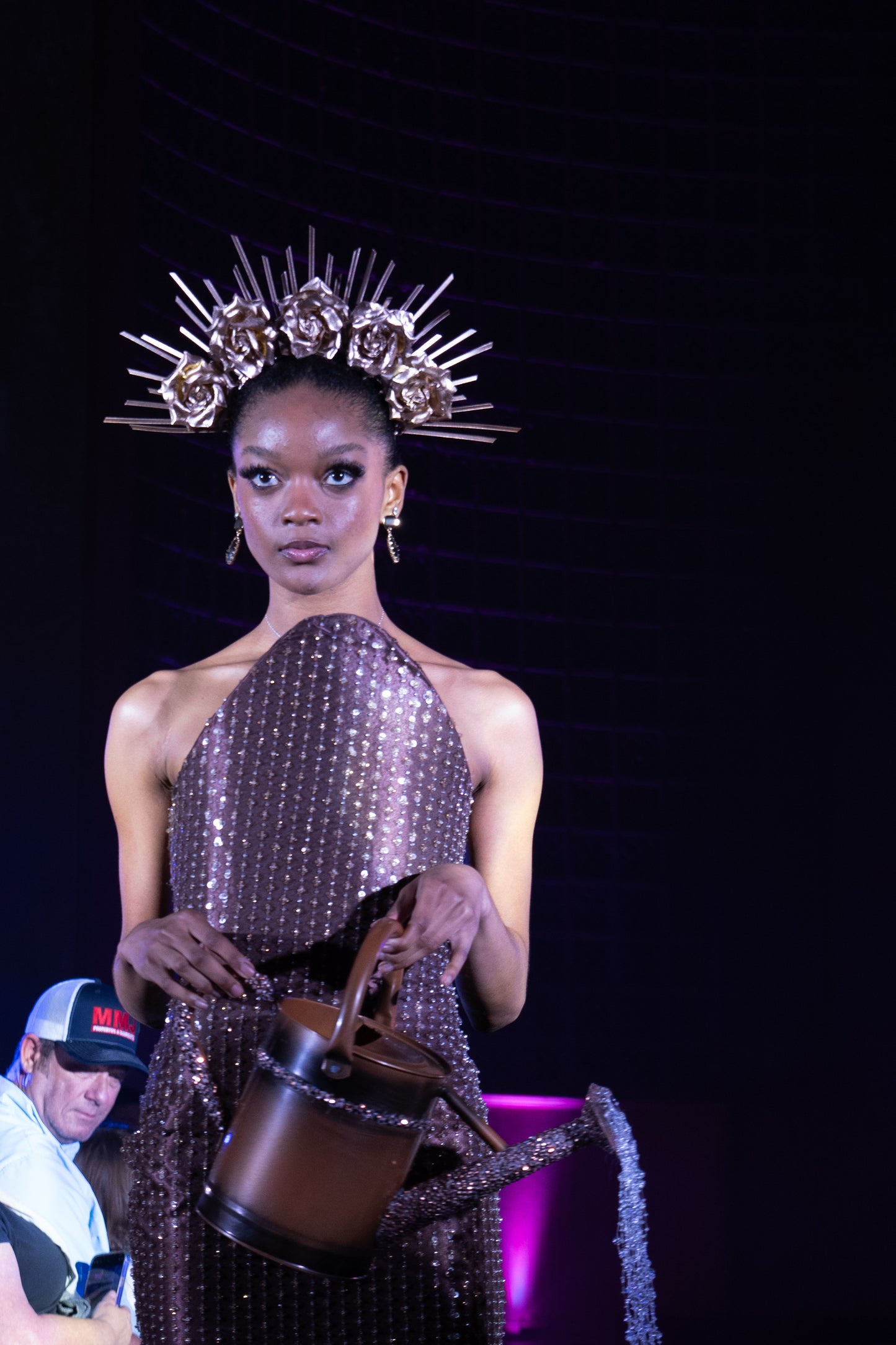 "Fertile Soil" beaded structured top midi length cocktail dress